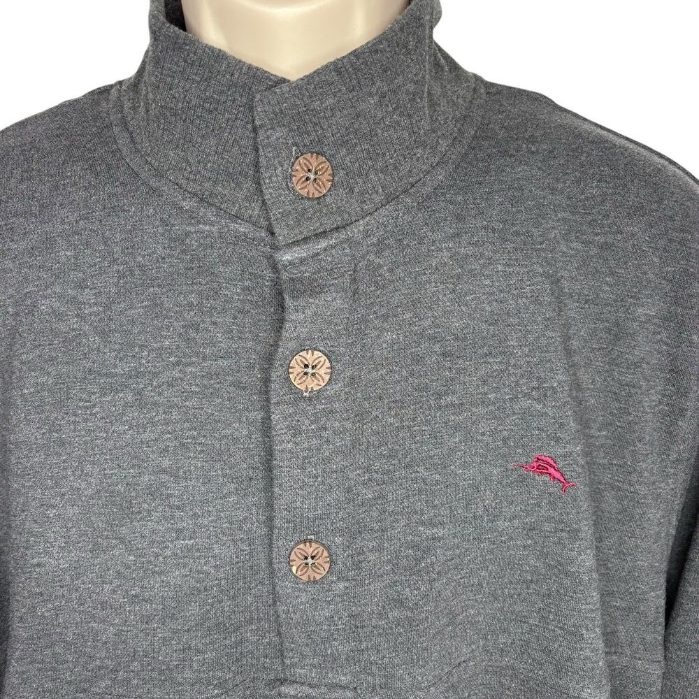 Tommy Bahama Men's XL Gray 1/4 Quarter Zip Mock Neck Pullover Jacket Sweatshirt - Picture 3 of 16